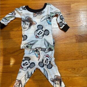 Kids Cartoon Character One Piece Pajama Set - Black and White